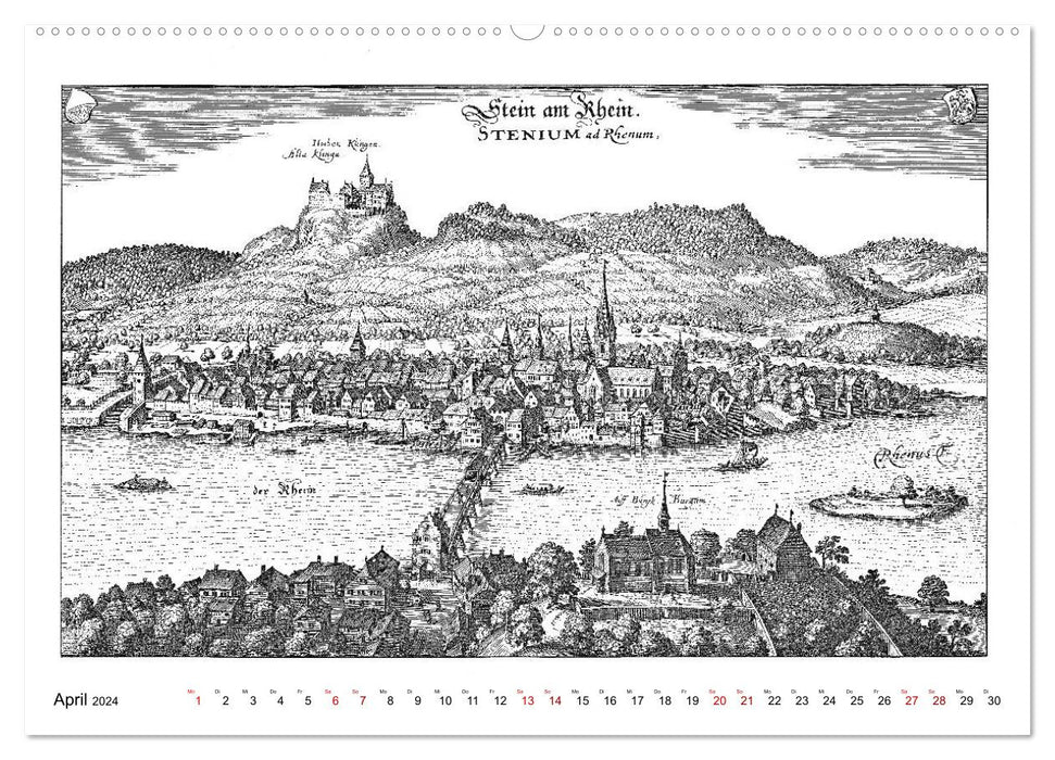 Matthäus Merian - Bodensee mit Hochrhein bis Schaffhausen (CALVENDO Premium Wandkalender 2024)