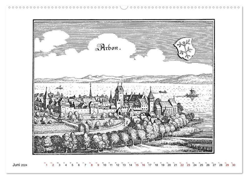 Matthäus Merian - Bodensee mit Hochrhein bis Schaffhausen (CALVENDO Premium Wandkalender 2024)