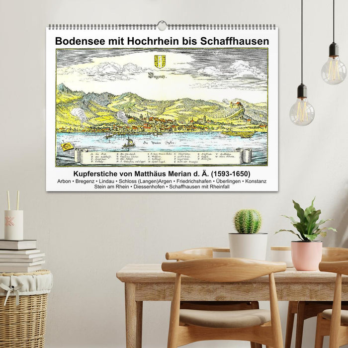 Matthäus Merian - Lake Constance with the High Rhine to Schaffhausen (CALVENDO wall calendar 2024) 