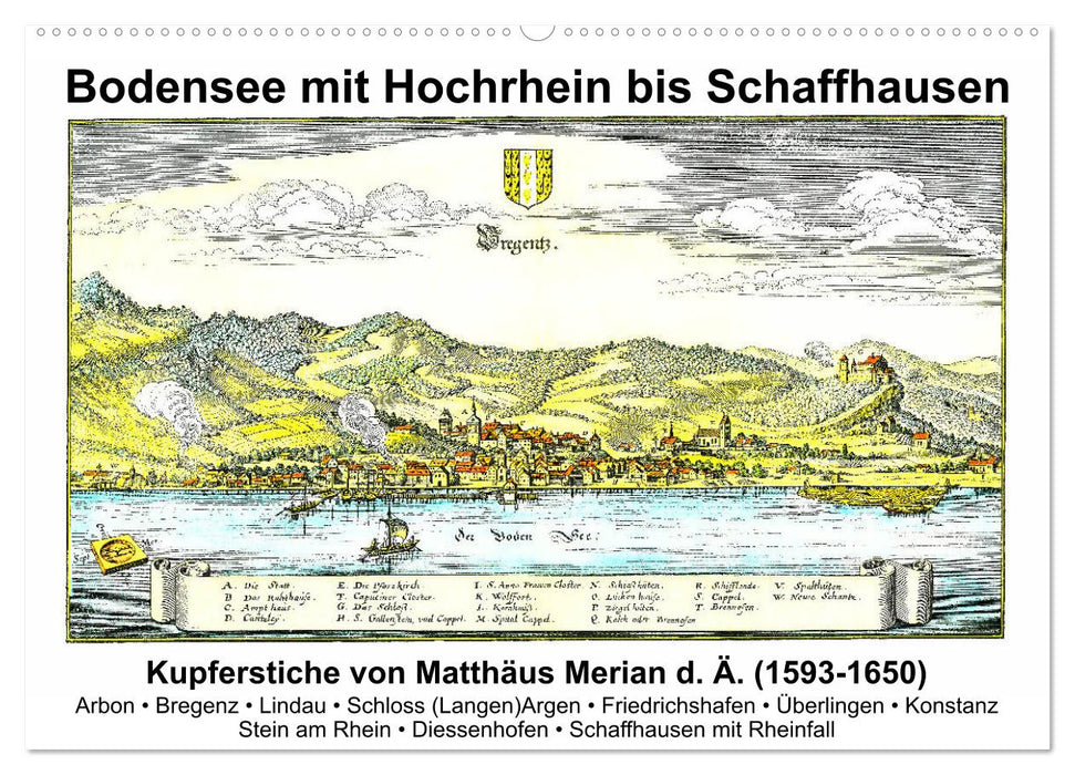 Matthäus Merian - Bodensee mit Hochrhein bis Schaffhausen (CALVENDO Wandkalender 2024)