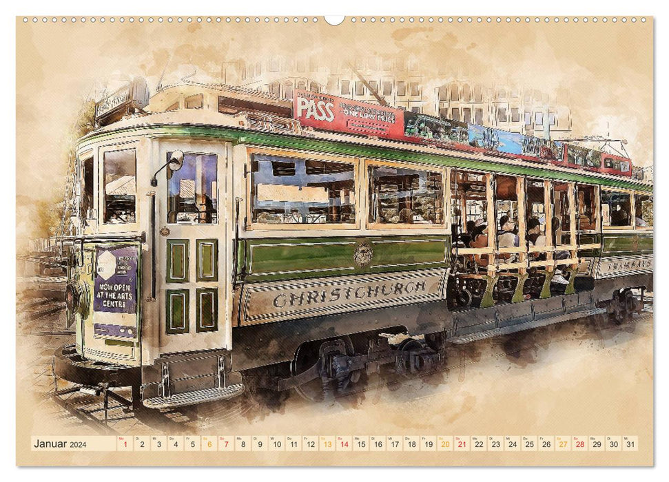 Tram - Fascination on Wheels (CALVENDO Premium Wall Calendar 2024) 