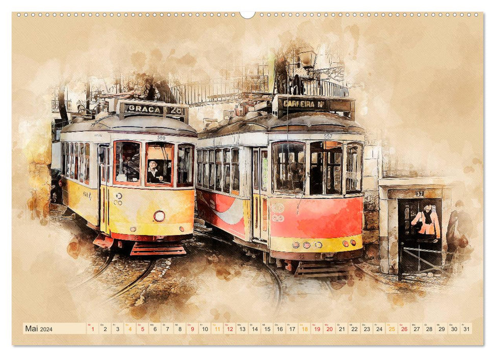 Tram - Fascination on Wheels (CALVENDO Premium Wall Calendar 2024) 