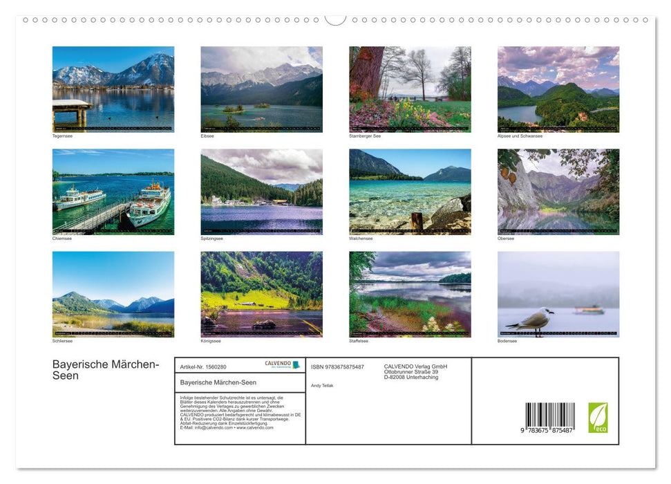 Bavarian Fairytale Lakes (CALVENDO Premium Wall Calendar 2024) 