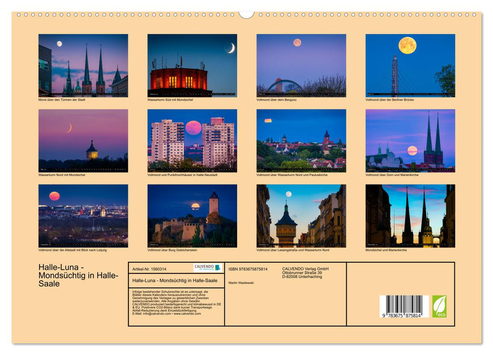 Halle-Luna - Mondsüchtig in Halle-Saale (CALVENDO Premium Wandkalender 2024)