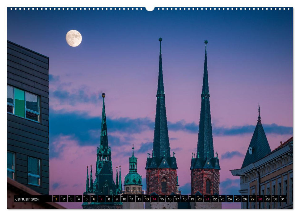 Halle-Luna - Mondsüchtig in Halle-Saale (CALVENDO Premium Wandkalender 2024)
