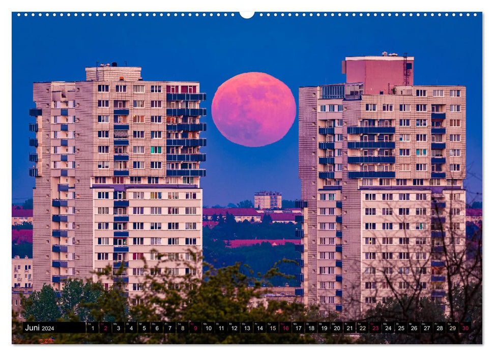 Halle-Luna - Moonstruck in Halle-Saale (CALVENDO Premium Wall Calendar 2024) 