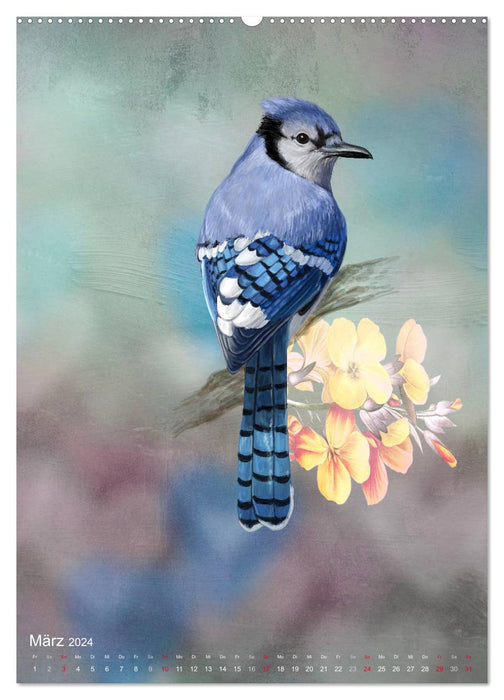 Wunderbare märchenhafte Welt der Vögel (CALVENDO Premium Wandkalender 2024)