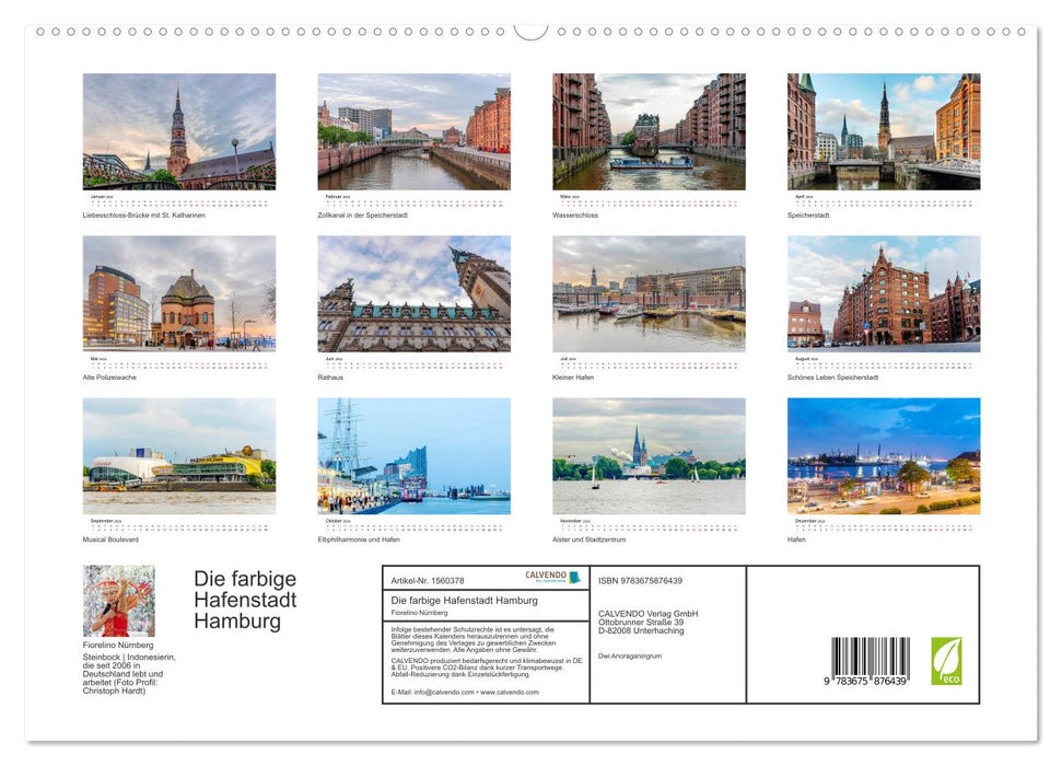 Die farbige Hafenstadt Hamburg (CALVENDO Premium Wandkalender 2024)