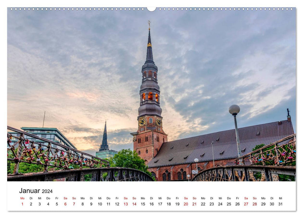 The colorful port city of Hamburg (CALVENDO Premium Wall Calendar 2024) 