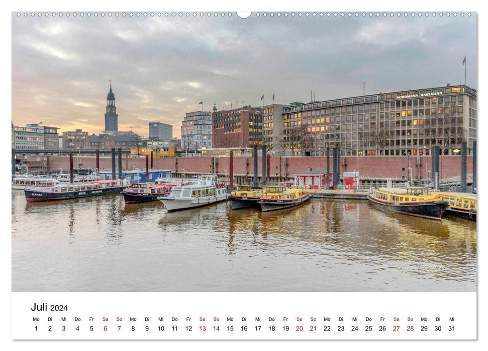 Die farbige Hafenstadt Hamburg (CALVENDO Premium Wandkalender 2024)