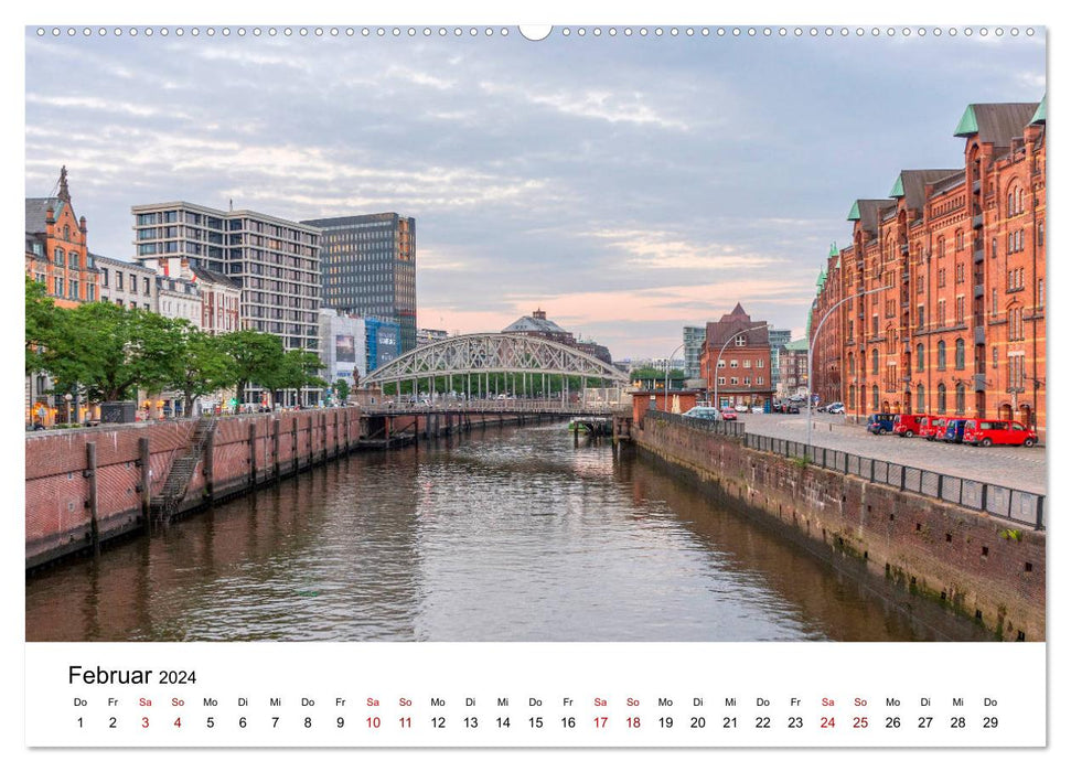 Die farbige Hafenstadt Hamburg (CALVENDO Wandkalender 2024)