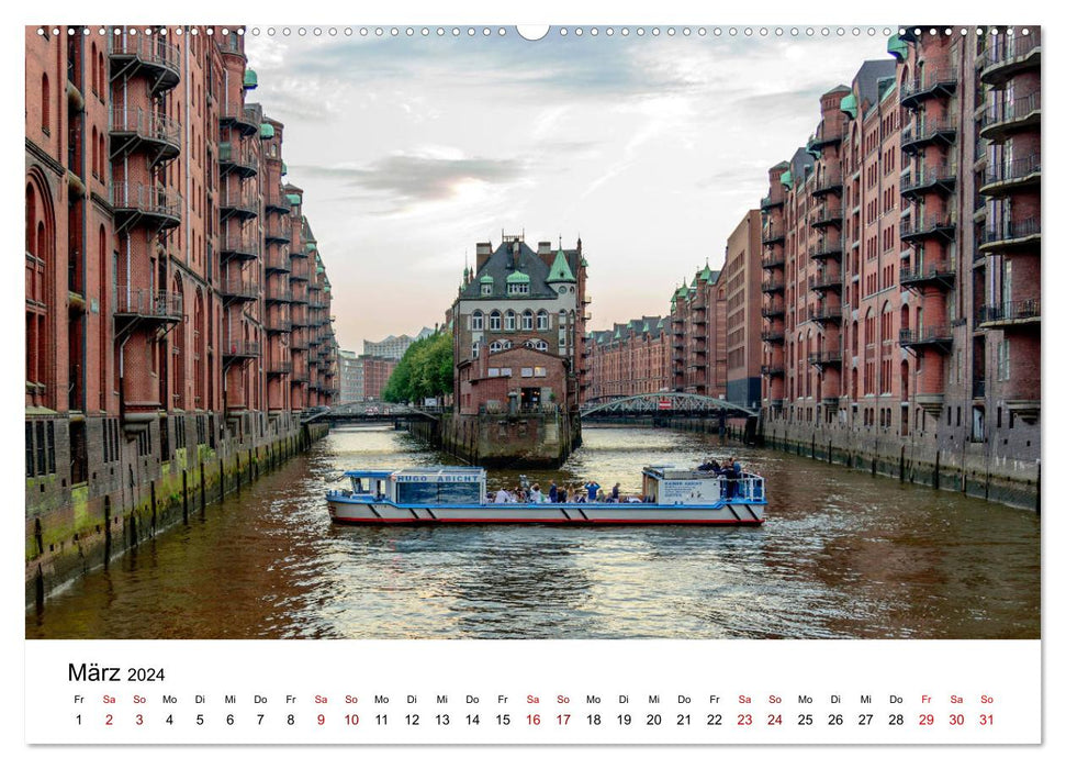 La ville portuaire colorée de Hambourg (calendrier mural CALVENDO 2024) 