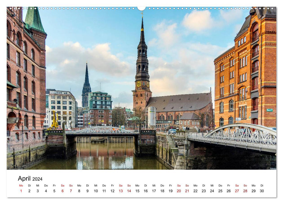 La ville portuaire colorée de Hambourg (calendrier mural CALVENDO 2024) 