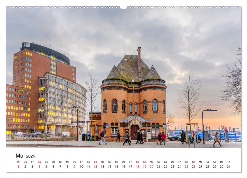 La ville portuaire colorée de Hambourg (calendrier mural CALVENDO 2024) 