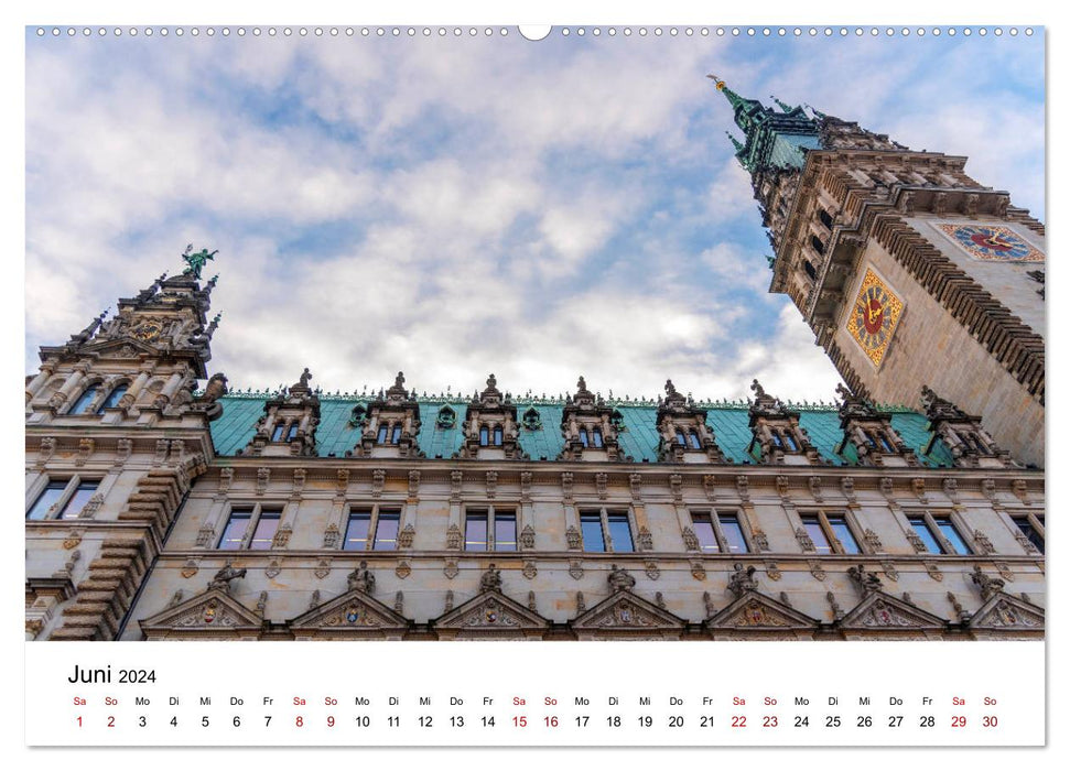 La ville portuaire colorée de Hambourg (calendrier mural CALVENDO 2024) 