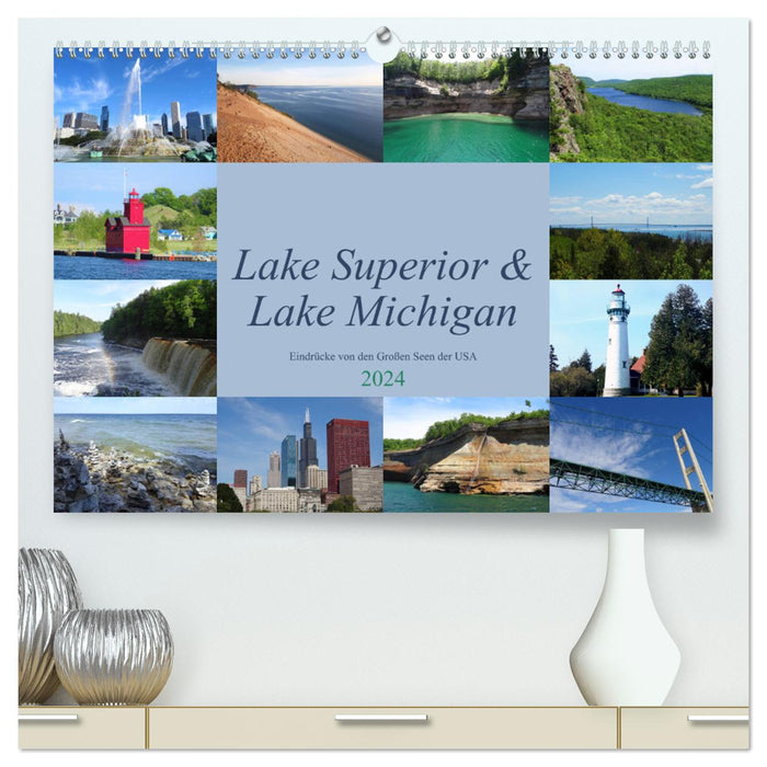 Lac Supérieur et lac Michigan (calendrier mural CALVENDO Premium 2024) 