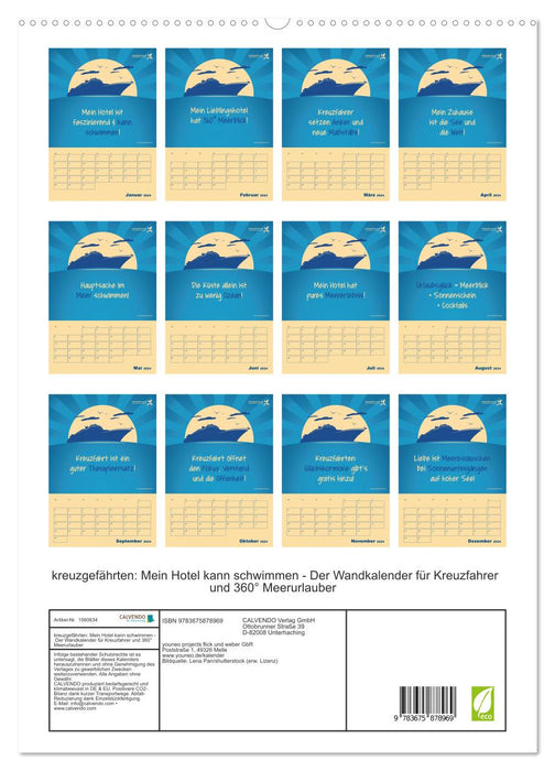 compagnons de croisière : Mon hôtel sait nager - Le calendrier mural pour les croisiéristes et les vacanciers à la mer à 360° (CALVENDO Premium Wall Calendar 2024) 