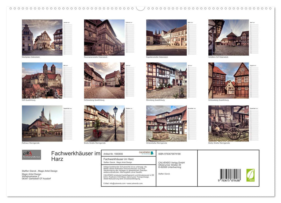 Fachwerkhäuser im Harz (CALVENDO Premium Wandkalender 2024)