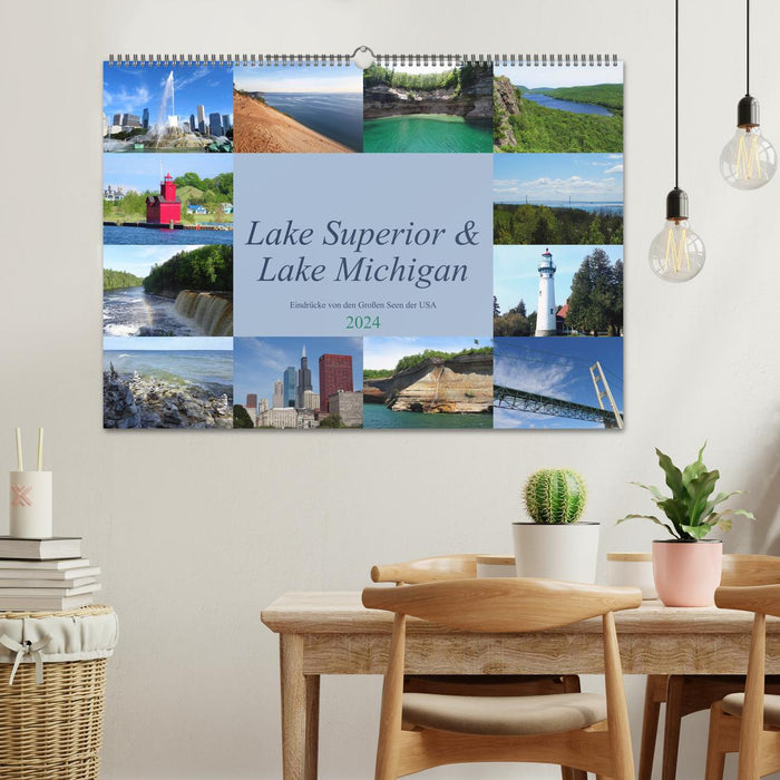 Lac Supérieur et lac Michigan (Calvendo mural CALVENDO 2024) 
