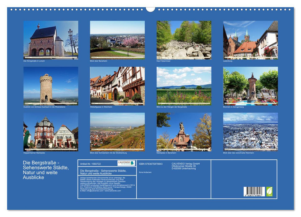 Die Bergstraße - Sehenswerte Städte, Natur und weite Ausblicke (CALVENDO Wandkalender 2024)