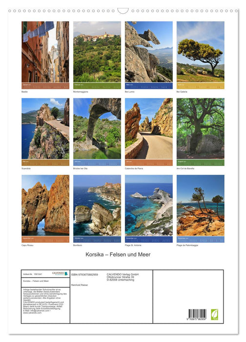 Korsika - Felsen und Meer (CALVENDO Wandkalender 2024)