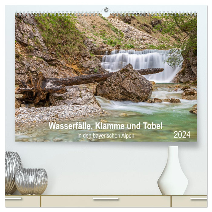 Wasserfälle, Klamme und Tobel in den bayerischen Alpen (CALVENDO Premium Wandkalender 2024)
