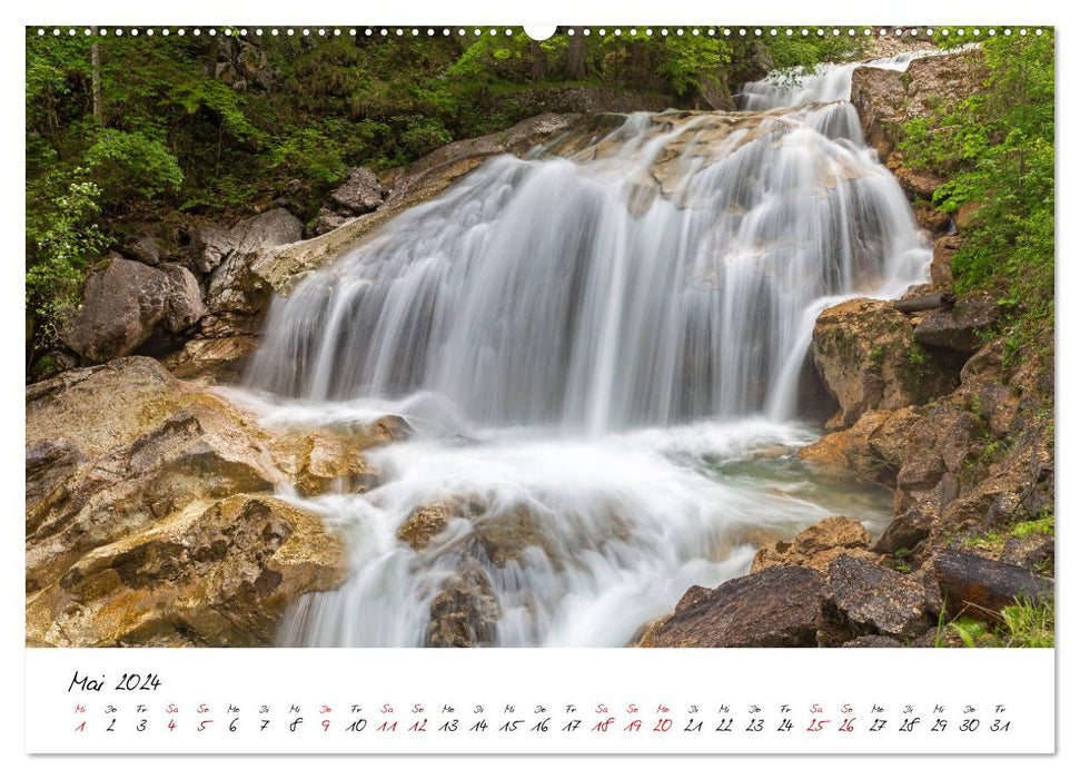 Wasserfälle, Klamme und Tobel in den bayerischen Alpen (CALVENDO Premium Wandkalender 2024)
