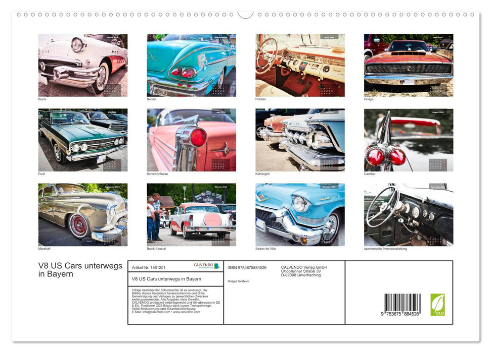 V8 US Cars unterwegs in Bayern (CALVENDO Premium Wandkalender 2024)