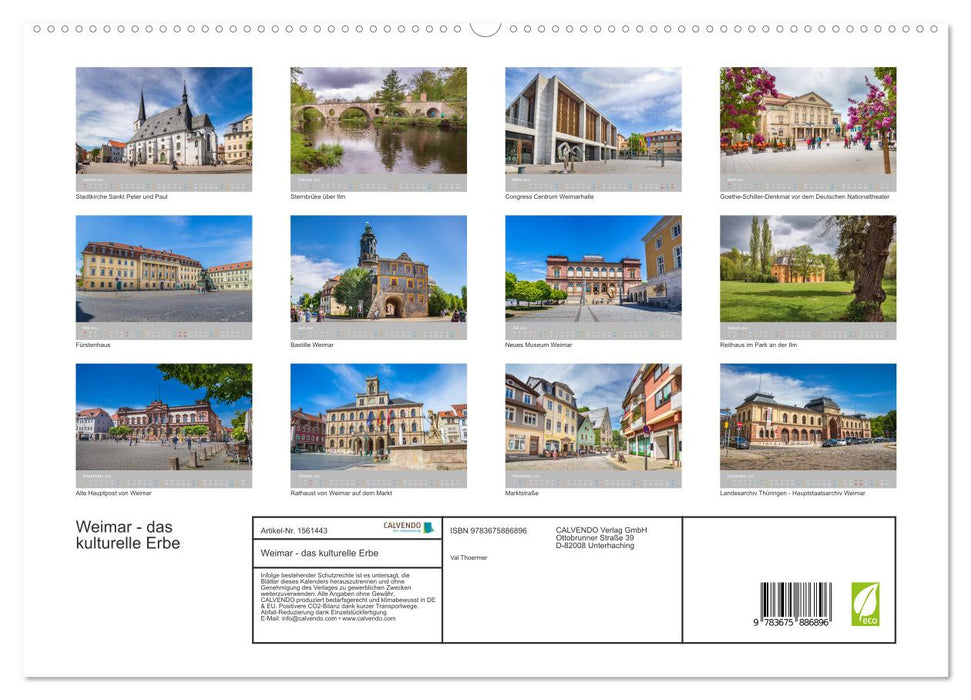 Weimar - das kulturelle Erbe (CALVENDO Premium Wandkalender 2024)
