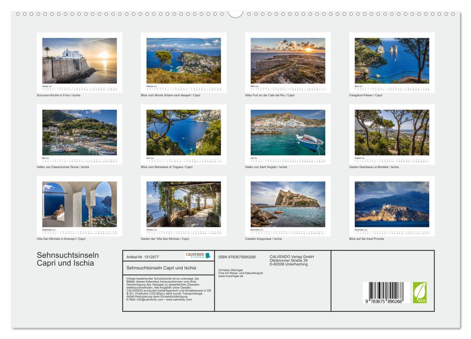 Sehnsuchtsinseln Capri und Ischia (CALVENDO Premium Wandkalender 2024)