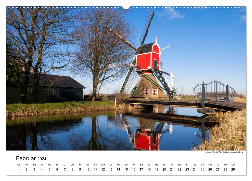 THE MOST BEAUTIFUL WINDMILLS IN HOLLAND 2024 (CALVENDO Premium Wall Calendar 2024) 
