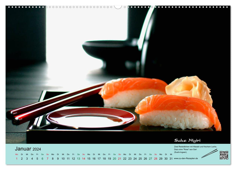 Sushi - Sashimi mit Anleitung für perfektes Gelingen (CALVENDO Premium Wandkalender 2024)