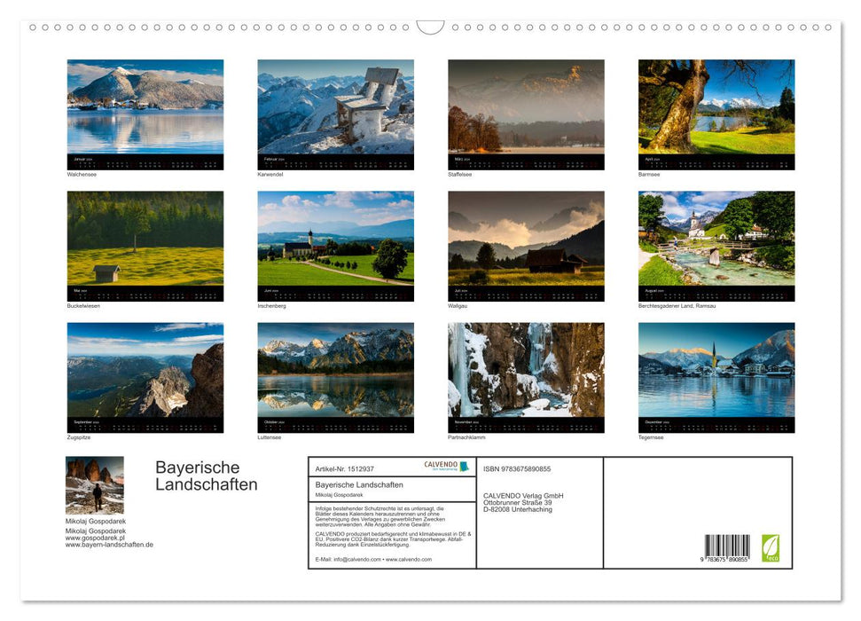 Bavarian landscapes (CALVENDO wall calendar 2024) 