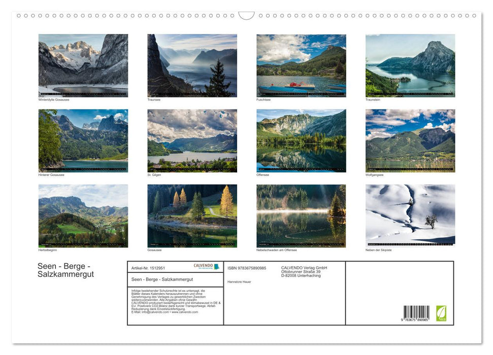 Lakes - Mountains - Salzkammergut (CALVENDO wall calendar 2024) 