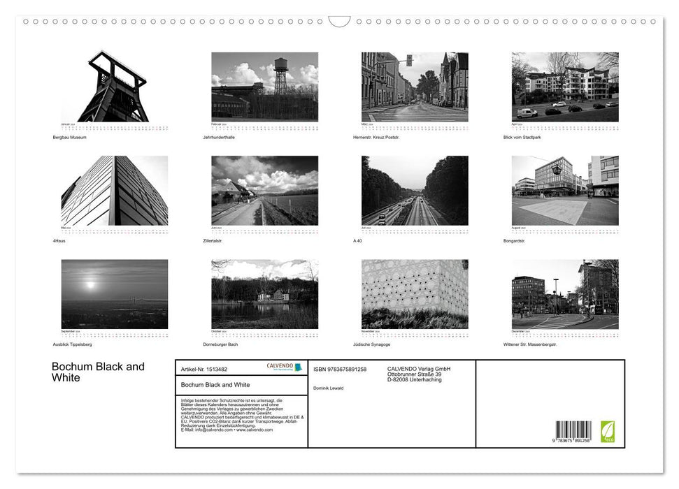 Bochum Black and White (CALVENDO wall calendar 2024) 