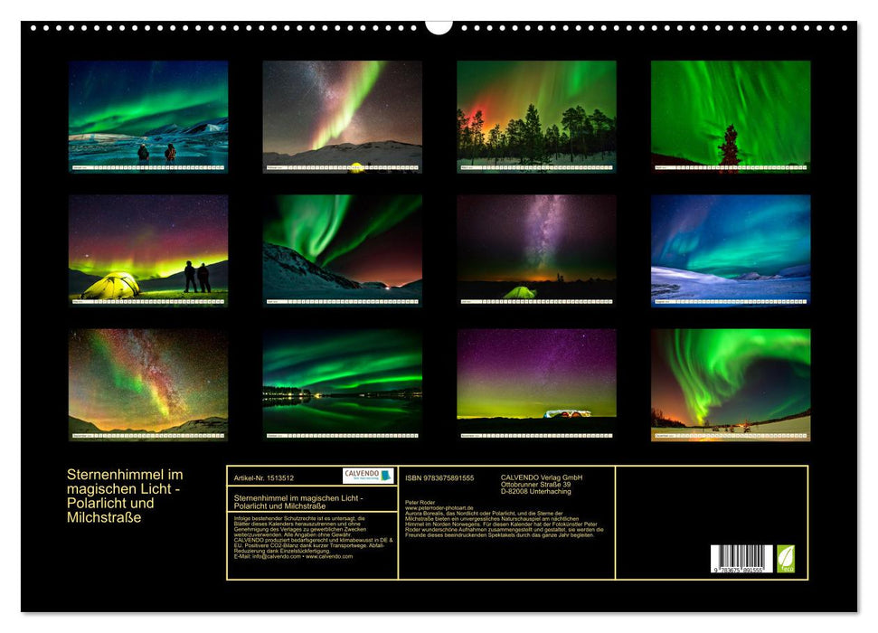 Starry sky in magical light - Northern Lights and Milky Way (CALVENDO wall calendar 2024) 