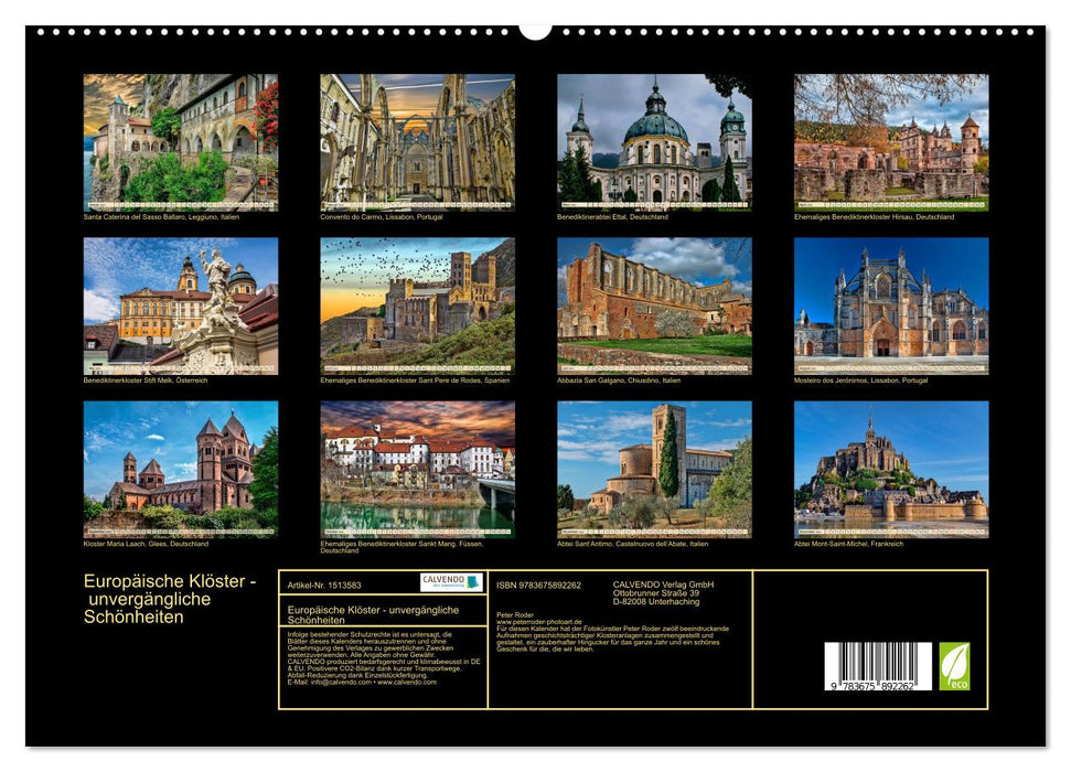 European monasteries - eternal beauties (CALVENDO Premium Wall Calendar 2024) 