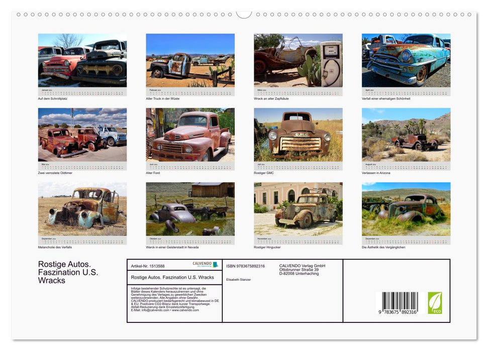 Rostige Autos. Faszination U.S. Wracks (CALVENDO Premium Wandkalender 2024)
