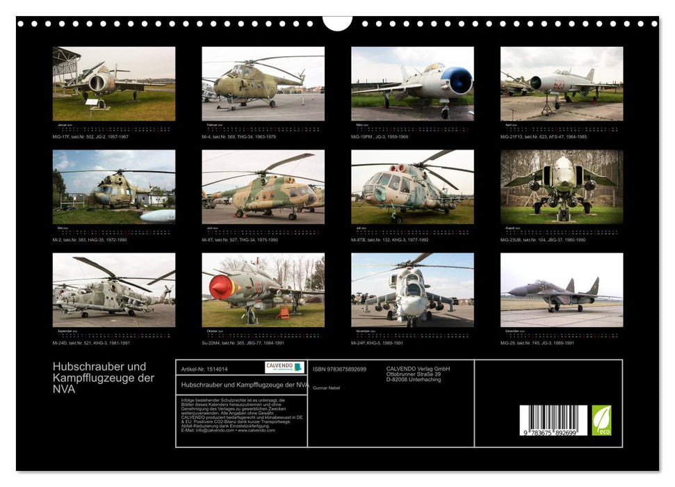 Hubschrauber und Kampfflugzeuge der NVA (CALVENDO Wandkalender 2024)