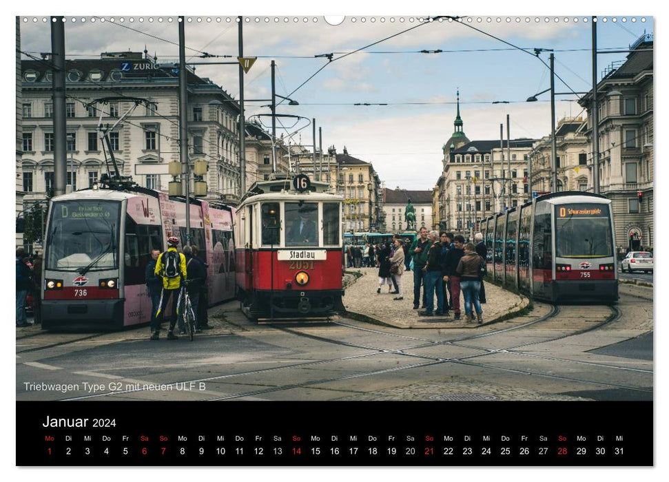 Historische Straßenbahnen in Wien (CALVENDO Wandkalender 2024)