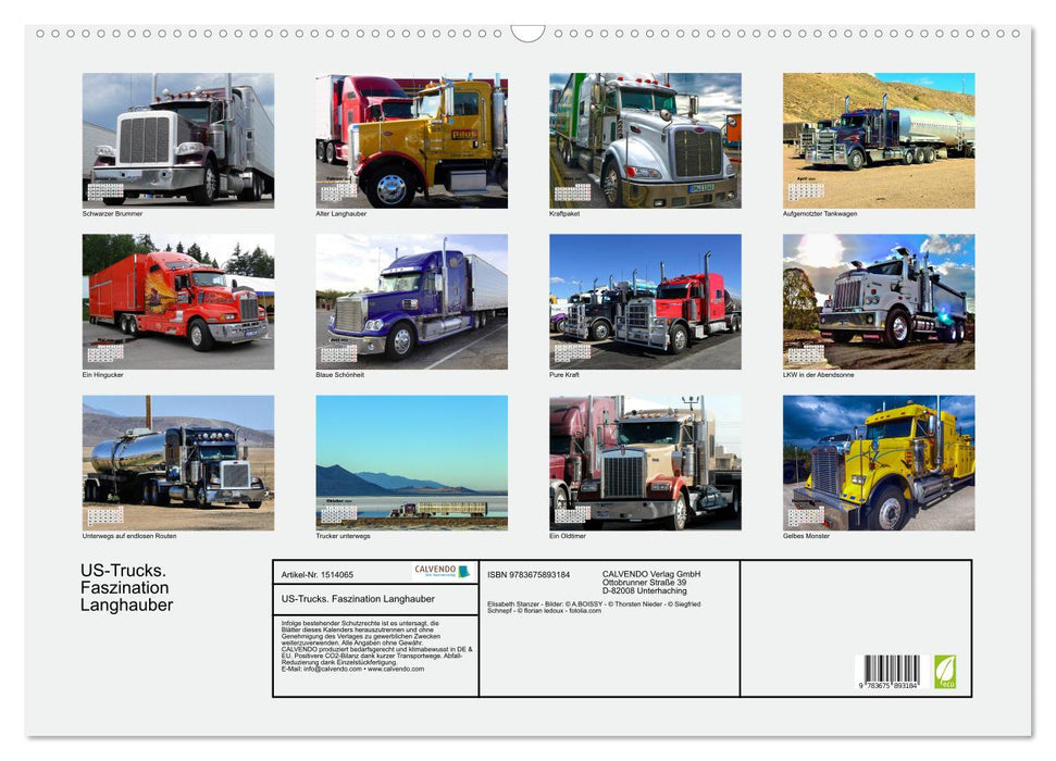 US-Trucks. Faszination Langhauber (CALVENDO Wandkalender 2024)