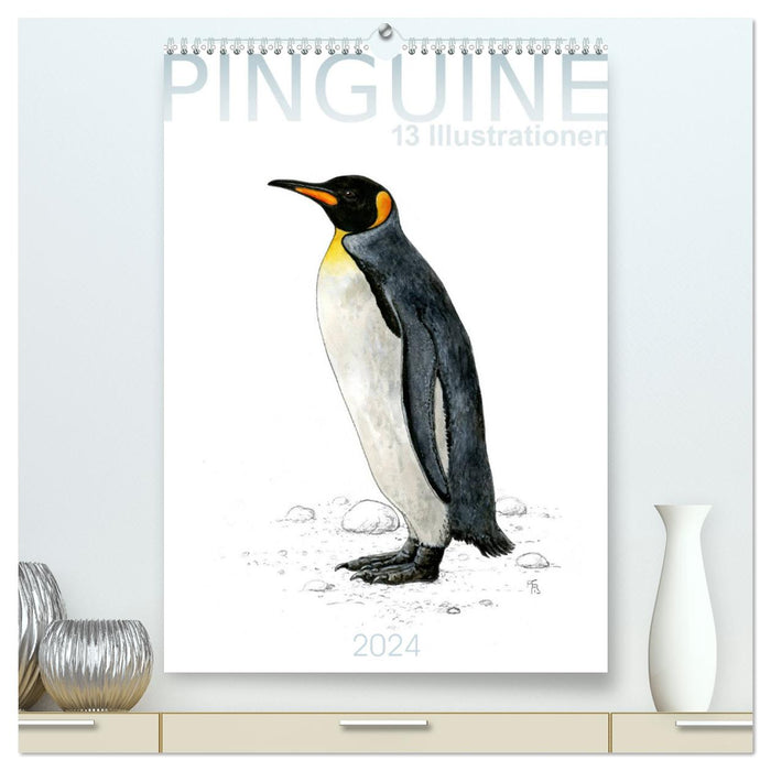 Pinguine - 13 Illustrationen (CALVENDO Premium Wandkalender 2024)