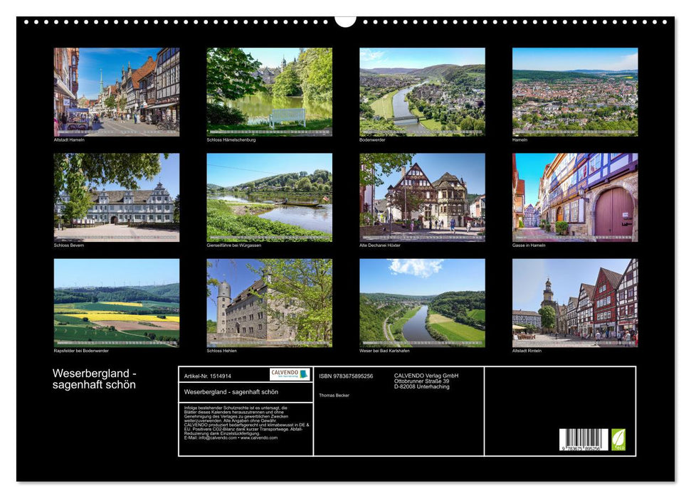 Weserbergland - incredibly beautiful (CALVENDO wall calendar 2024) 