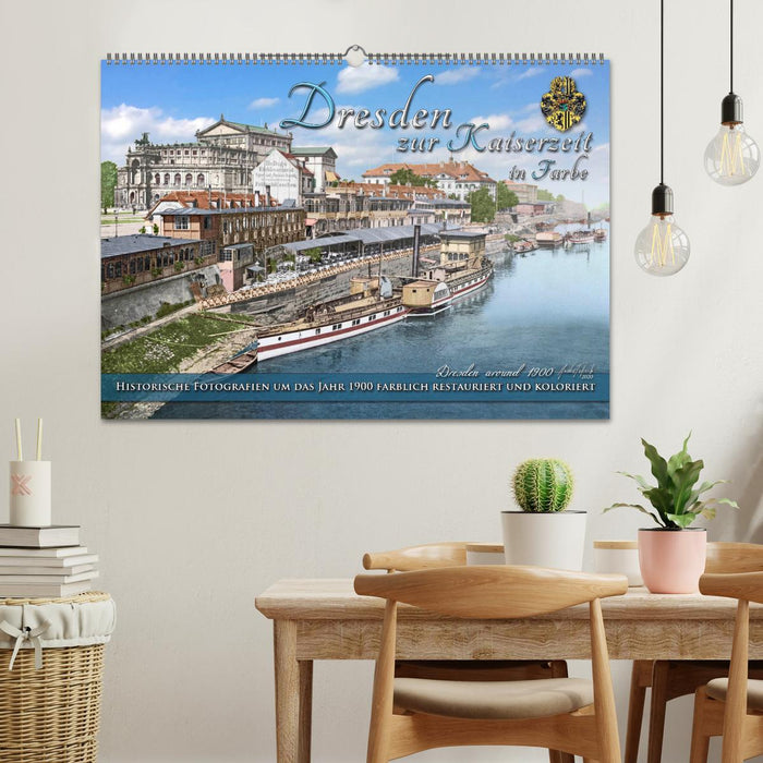 Historic Dresden around 1900 newly restored and detailed colored (CALVENDO wall calendar 2024) 