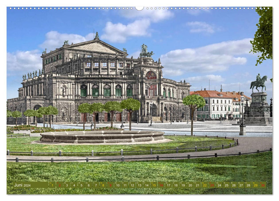 Historic Dresden around 1900 newly restored and detailed colored (CALVENDO wall calendar 2024) 