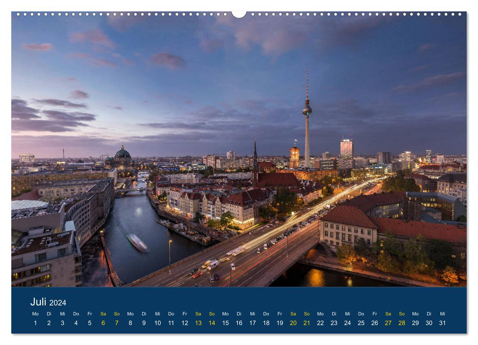Berlin zur Blauen Stunde - 12 Berliner Sehenswürdigkeiten (CALVENDO Premium Wandkalender 2024)