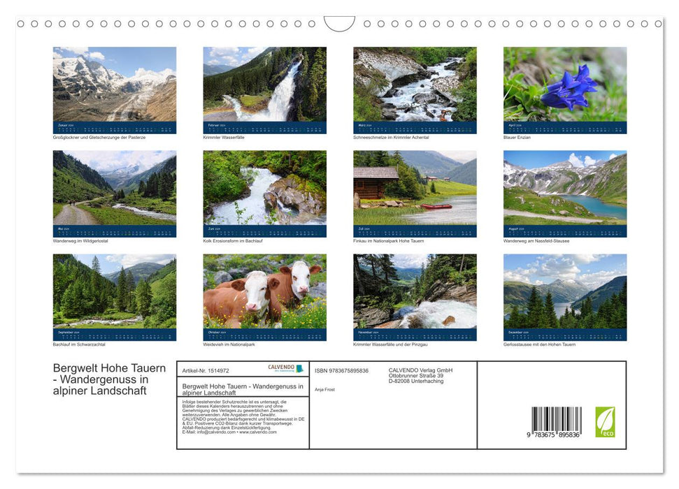 Mountain world Hohe Tauern - hiking enjoyment in an alpine landscape (CALVENDO wall calendar 2024) 