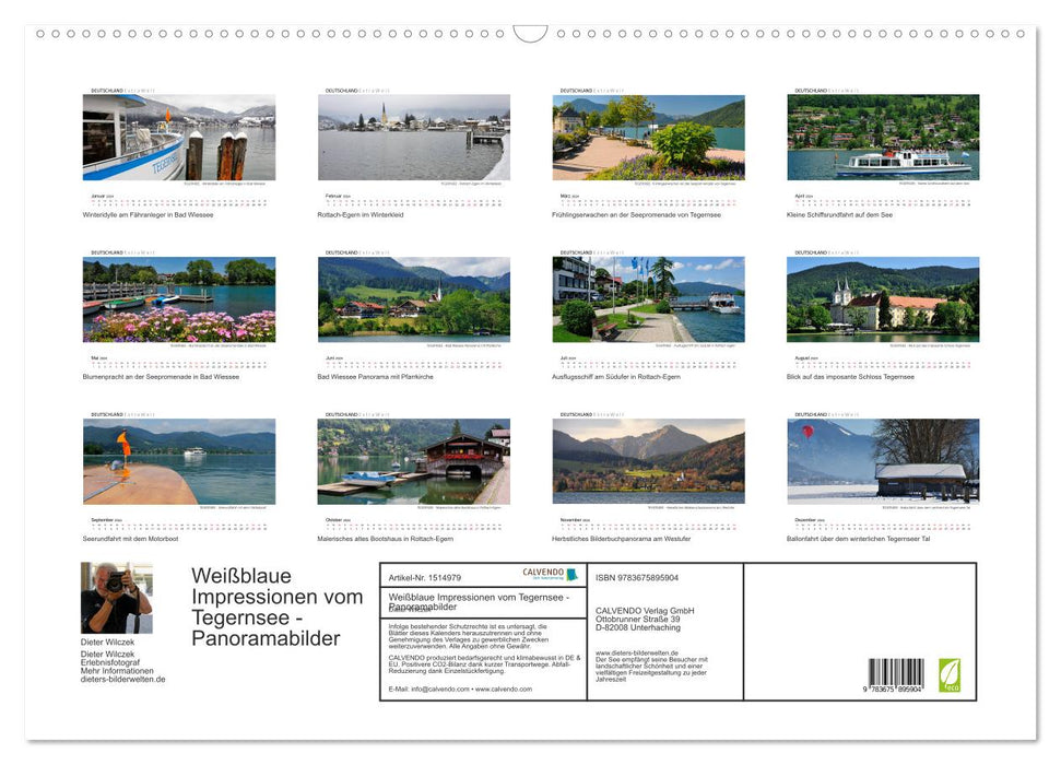 Weißblaue Impressionen vom TEGERNSEE Panoramabilder (CALVENDO Wandkalender 2024)