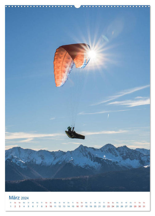 Paragliding - von grünen Wiesen zu schroffen Gletschen (CALVENDO Wandkalender 2024)