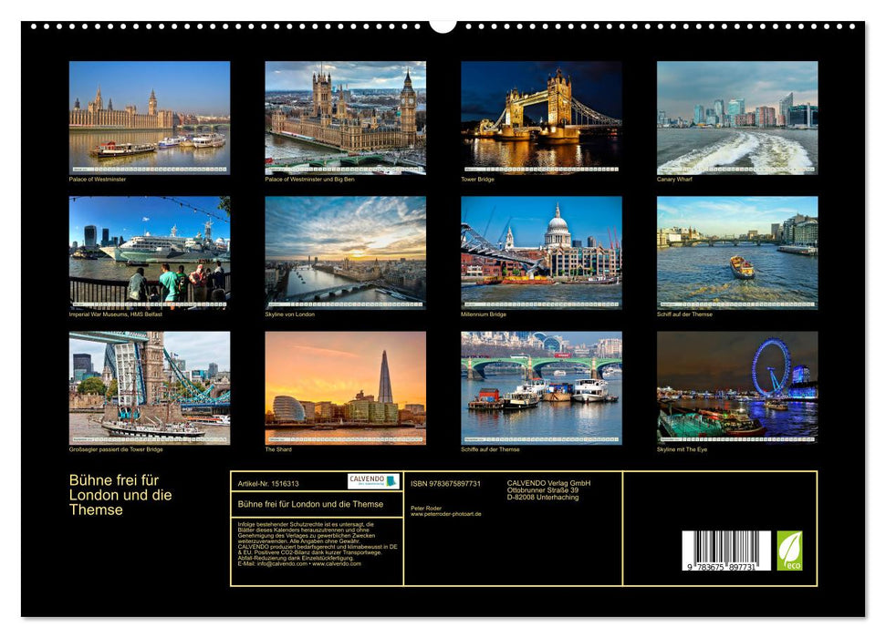 Bühne frei für London und die Themse (CALVENDO Premium Wandkalender 2024)
